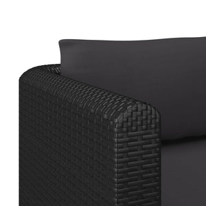 vidaXL Single Sofa with Cushions Poly Rattan Black-4