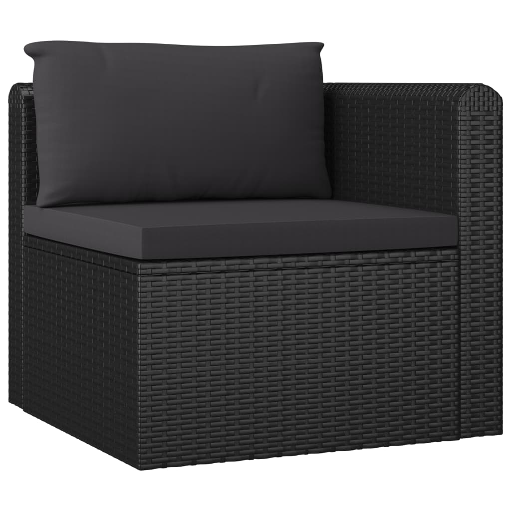 vidaXL 4 Piece Patio Sofa Set with Cushions Poly Rattan Black-3