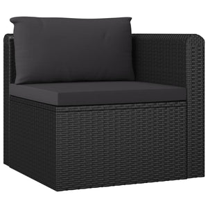 vidaXL 4 Piece Patio Sofa Set with Cushions Poly Rattan Black-3