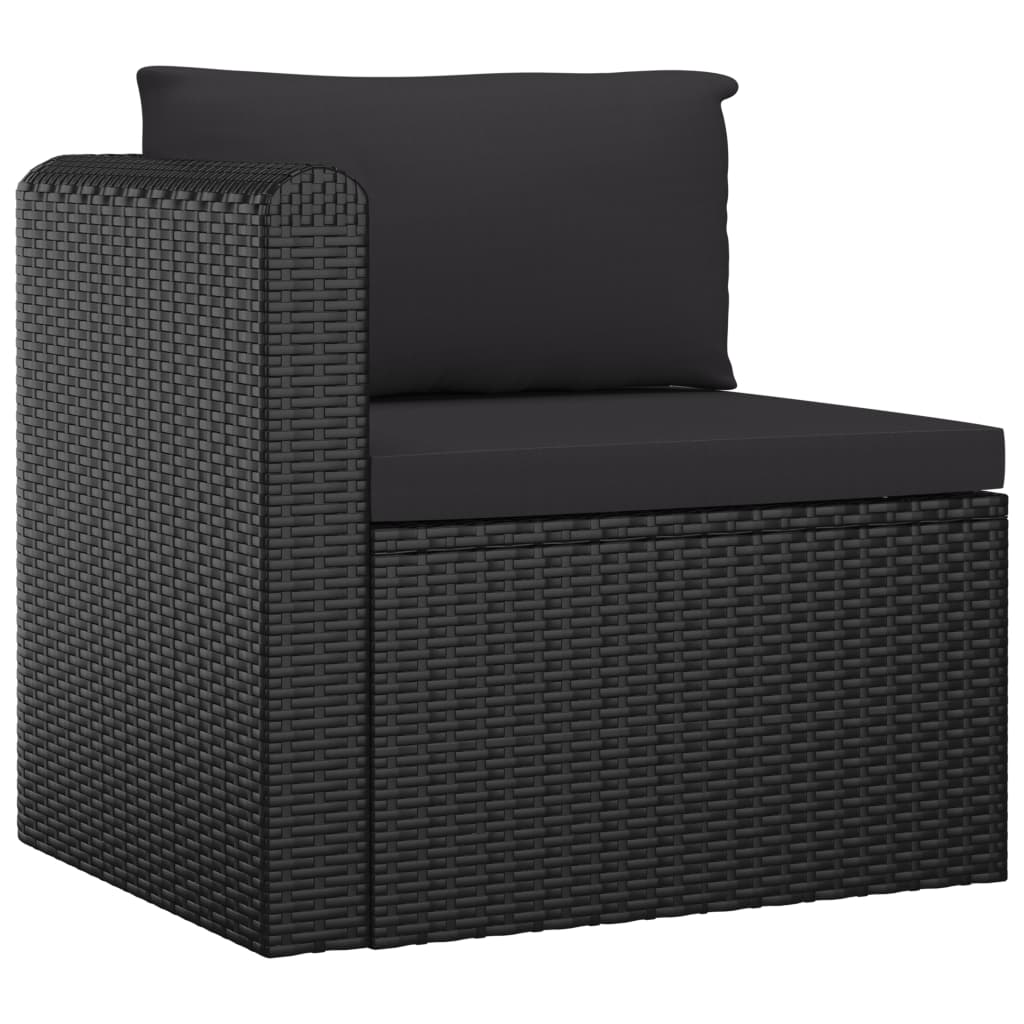 vidaXL 4 Piece Patio Sofa Set with Cushions Poly Rattan Black-4