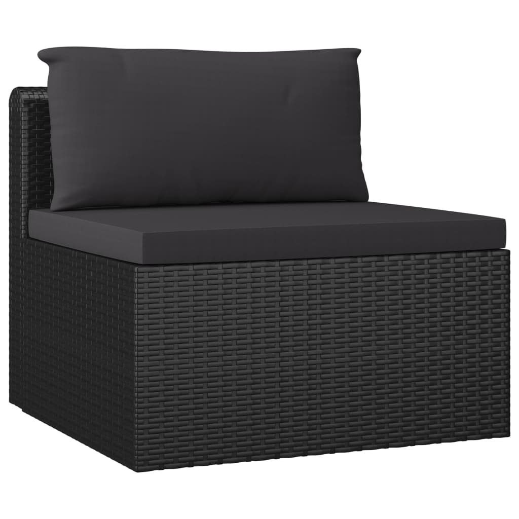 vidaXL 4 Piece Patio Sofa Set with Cushions Poly Rattan Black-5