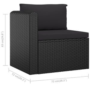 vidaXL 4 Piece Patio Sofa Set with Cushions Poly Rattan Black-7