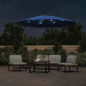 vidaXL Cantilever Umbrella Parasol with Solar LEDs Patio Umbrella Sunshade-17