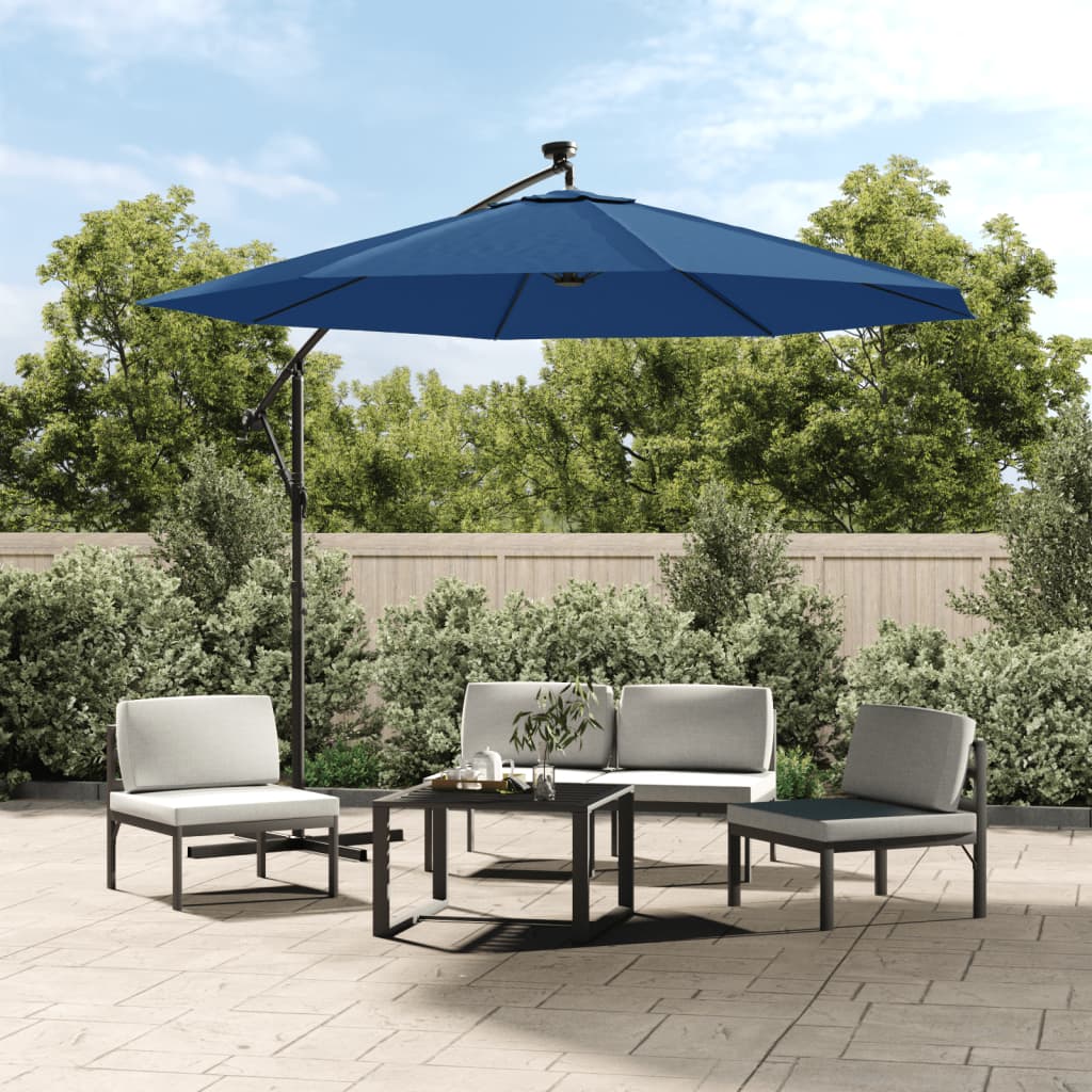 vidaXL Cantilever Umbrella Parasol with Solar LEDs Patio Umbrella Sunshade-6