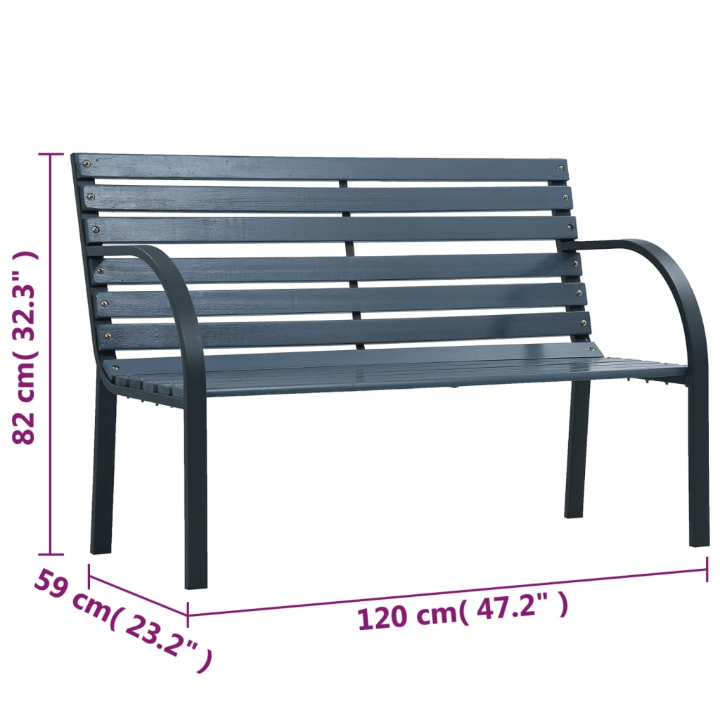 vidaXL Outdoor Patio Bench 2-Seater Bench Patio Loveseat Chair Wood and Iron-2