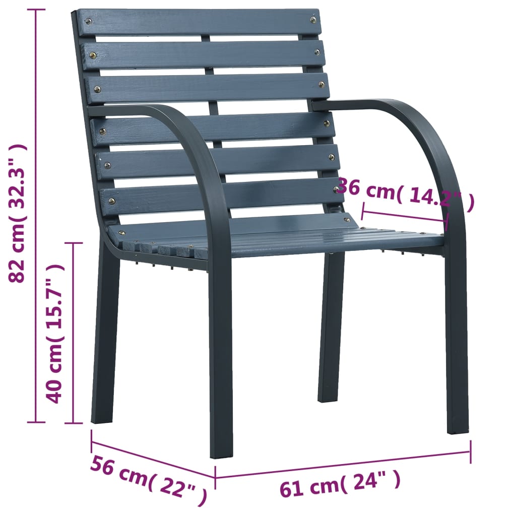 vidaXL Patio Chairs 2 Pcs Wooden Outdoor Patio Dining Chair with Armrest Wood-11