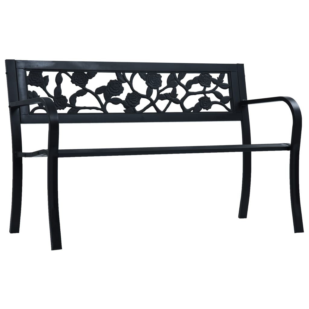 vidaXL Patio Bench 49.2" Black Steel-0