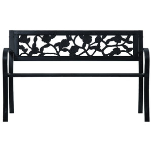 vidaXL Patio Bench 49.2" Black Steel-2