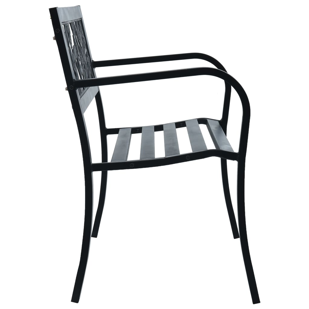 vidaXL Patio Bench 49.2" Black Steel-3