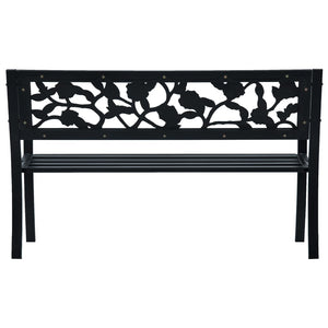 vidaXL Patio Bench 49.2" Black Steel-4