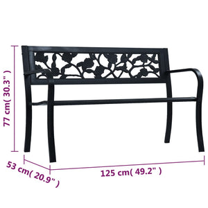 vidaXL Patio Bench 49.2" Black Steel-1