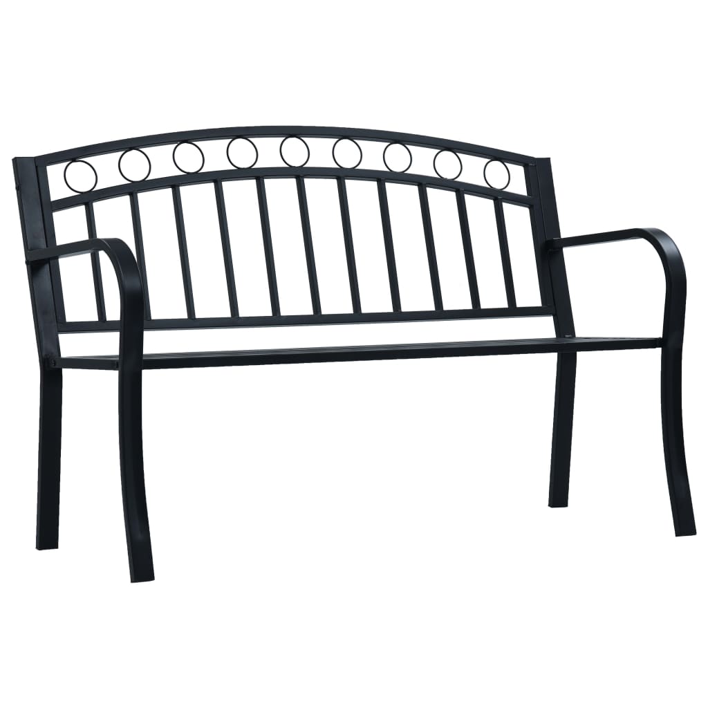 vidaXL Patio Bench 49.2" Black Steel-0