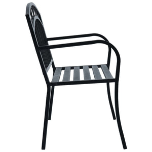 vidaXL Patio Bench 49.2" Black Steel-2