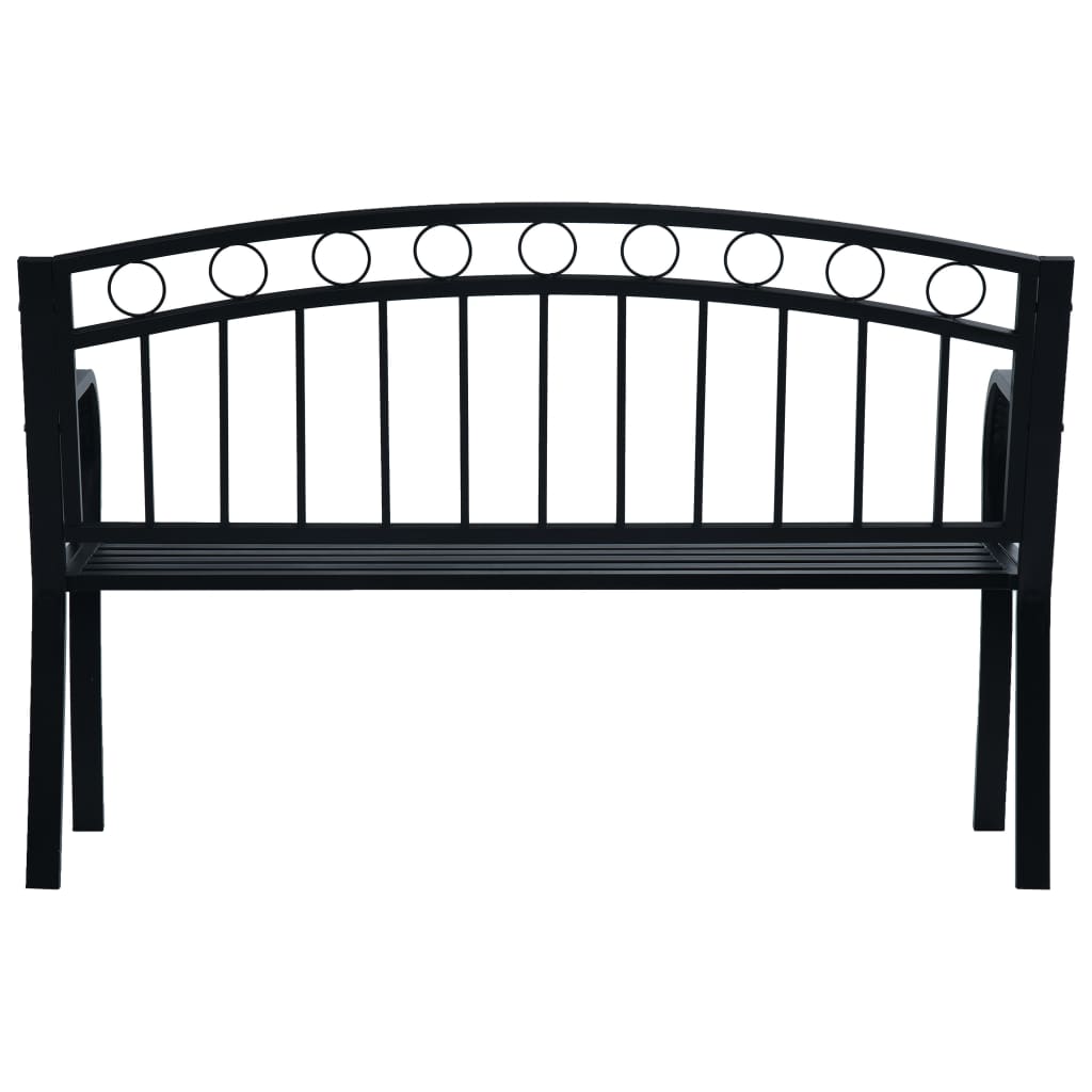 vidaXL Patio Bench 49.2" Black Steel-3