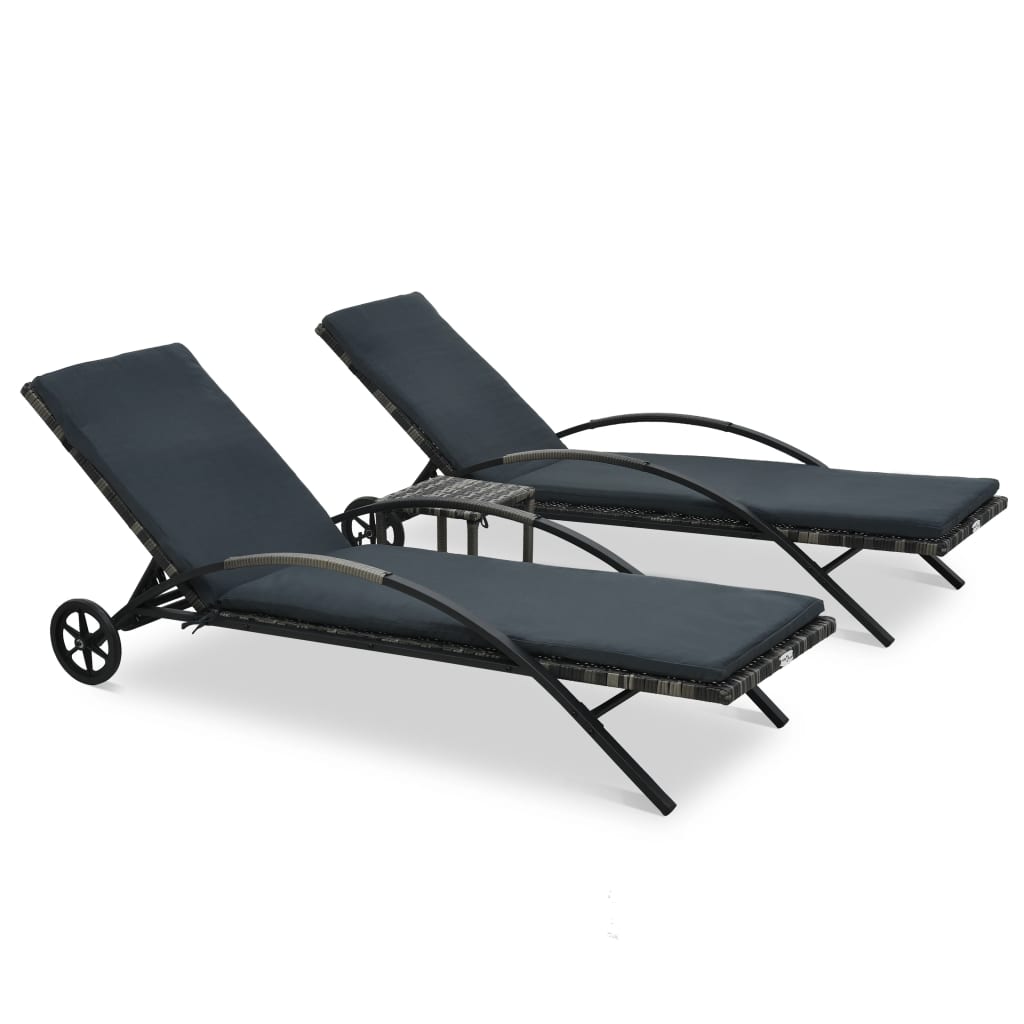 vidaXL Patio Lounge Chairs Outdoor Sunloungers Backyard Sunbeds Poly Rattan-14