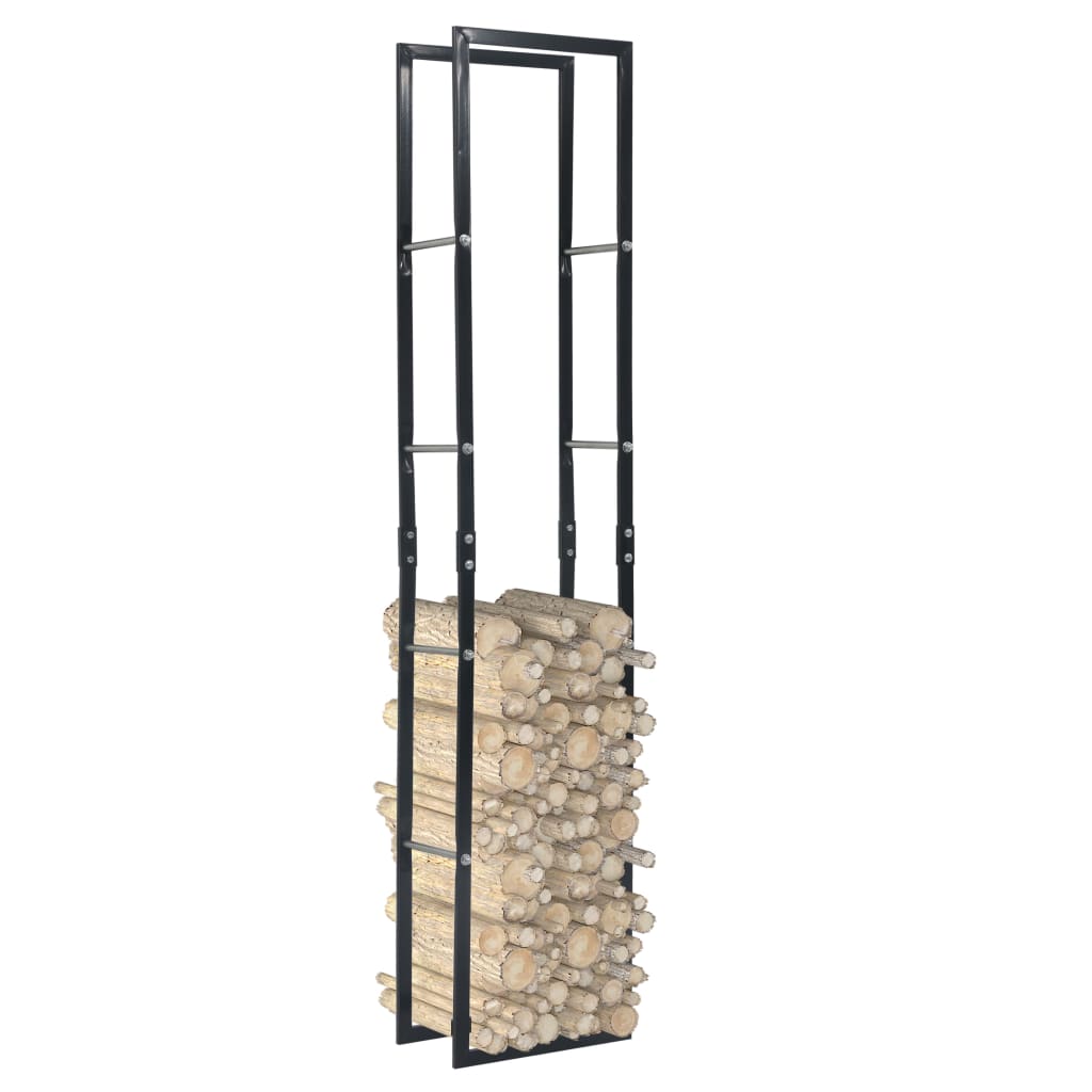 vidaXL Firewood Rack with Base Black Steel Organizer Log Holder Multi Sizes-28