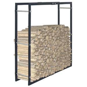 vidaXL Firewood Rack with Base Black Steel Organizer Log Holder Multi Sizes-68