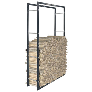 vidaXL Firewood Rack with Base Black Steel Organizer Log Holder Multi Sizes-64