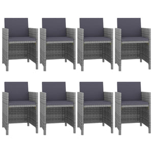 vidaXL 9 Piece Patio Dining Set with Cushions Poly Rattan Anthracite-2