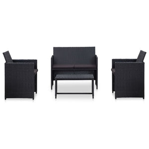 vidaXL Patio Furniture Set 4 Piece Loveseat Sofa with Cushions Poly Rattan-14