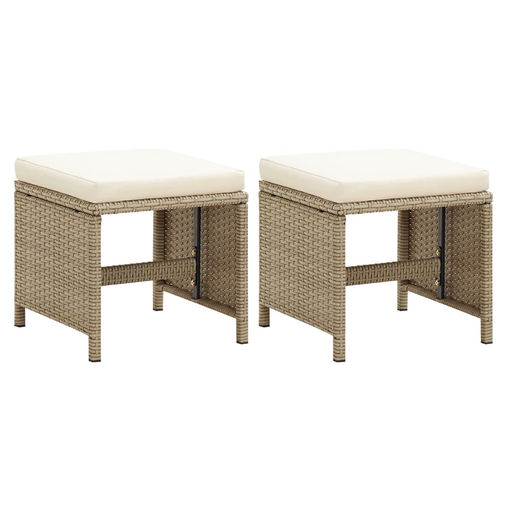 vidaXL Patio Furniture 2 Pcs Outdoor Patio Stool with Cushions Poly Rattan-22