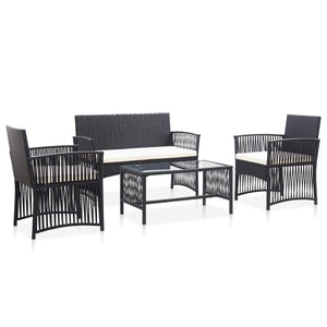 vidaXL Patio Furniture Set 4 Piece Patio Sofa Conversation Set Poly Rattan-1