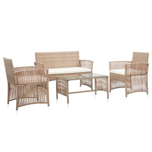 vidaXL Patio Furniture Set 4 Piece Patio Sofa Conversation Set Poly Rattan-3