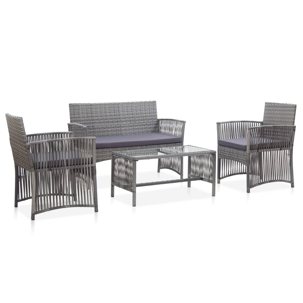 vidaXL Patio Furniture Set 4 Piece Patio Sofa Conversation Set Poly Rattan-0