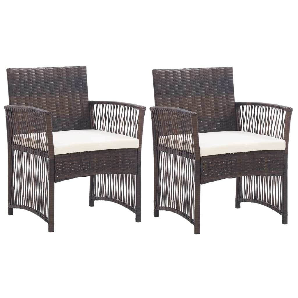 vidaXL Armchairs 2 Pcs Outdoor Wicker Lounge Chair with Cushions Poly Rattan-9