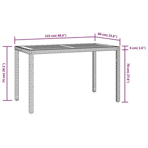 vidaXL Outdoor Dining Table Garden Porch Patio Table with Glass Top PE Rattan-18