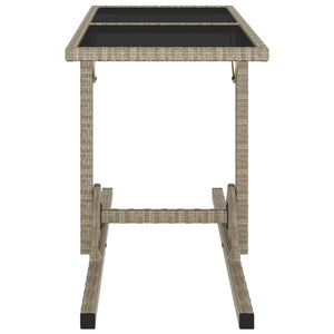 vidaXL Outdoor Dining Table Patio Garden Wicker Table with Glass Top PE Rattan-32