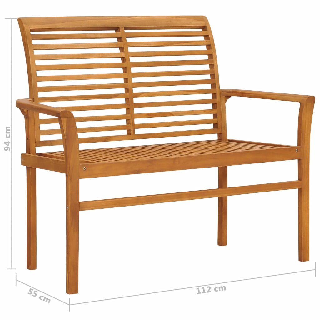 vidaXL Patio Bench 44.1" Solid Teak Wood-5