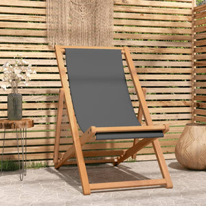 vidaXL Deck Chair Teak 22.1"x41.3"x37.8" Blue-27