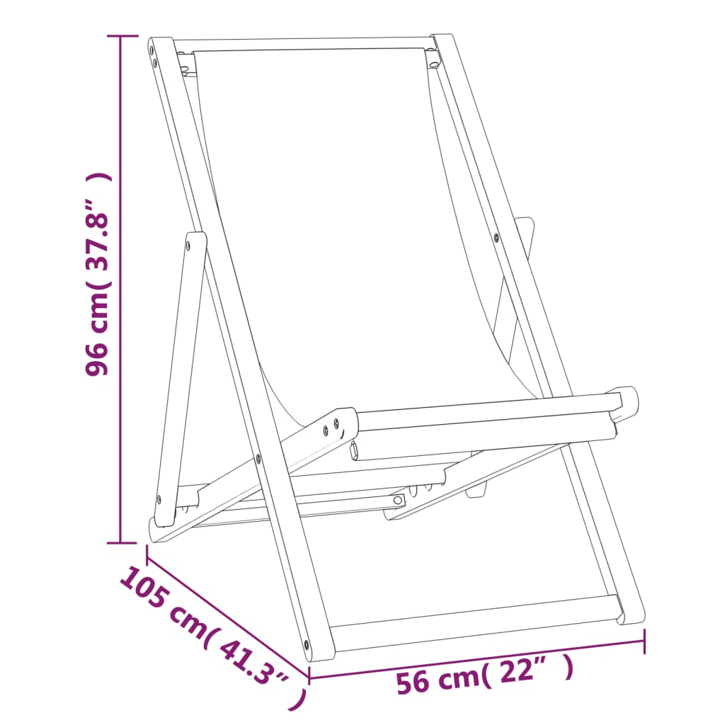 vidaXL Deck Chair Teak 22.1"x41.3"x37.8" Blue-46