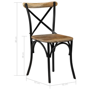 vidaXL Cross Chairs 6 pcs Black Solid Mango Wood-11