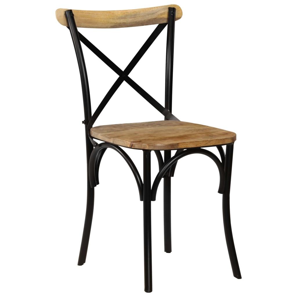 vidaXL Cross Chairs 6 pcs Black Solid Mango Wood-10