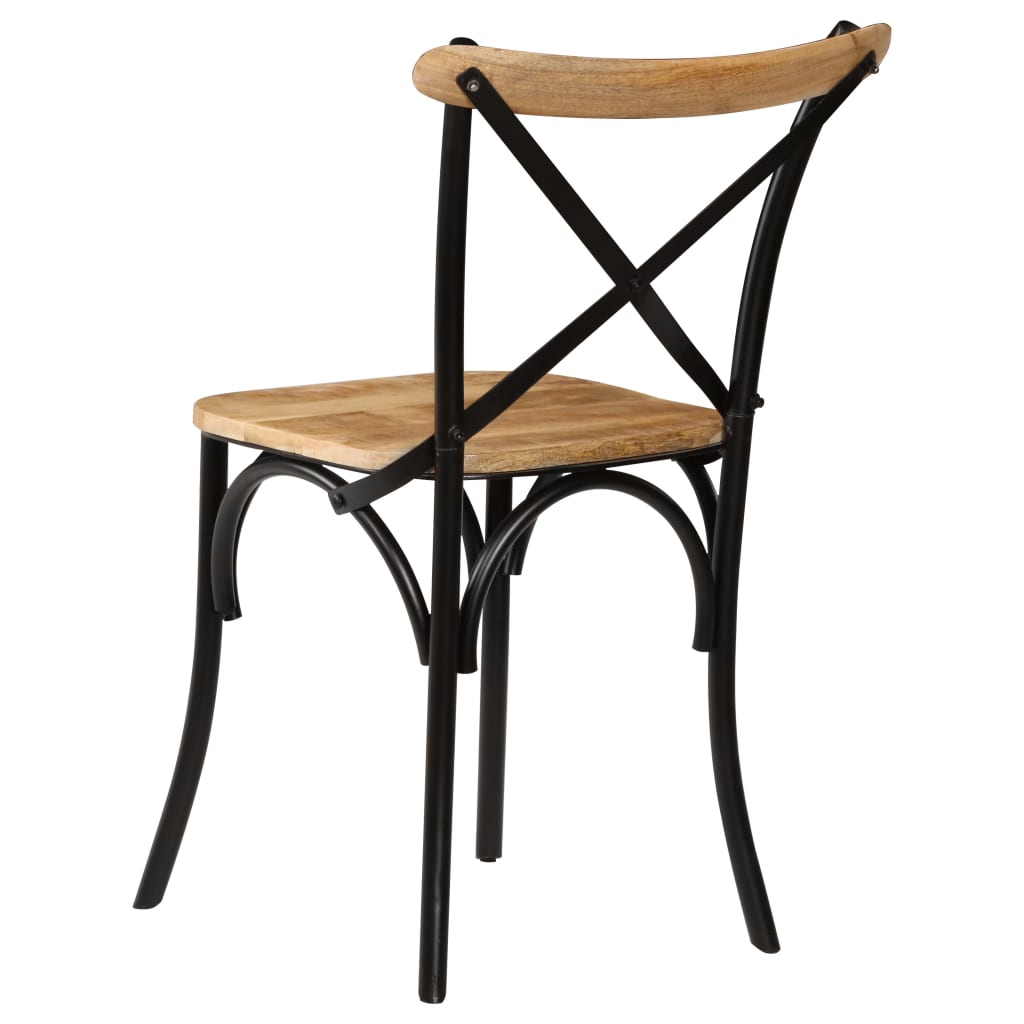 vidaXL Cross Chairs 6 pcs Black Solid Mango Wood-3