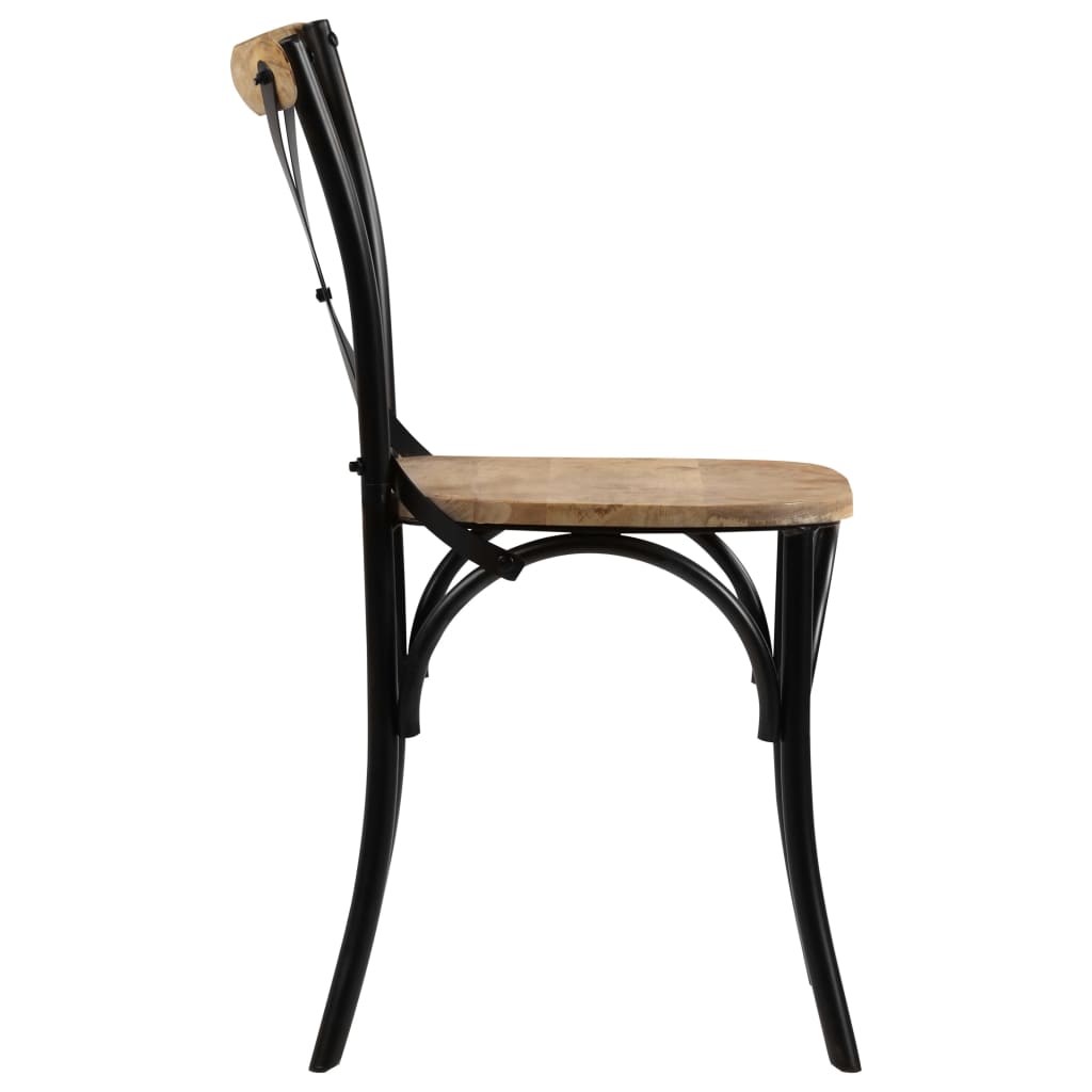 vidaXL Cross Chairs 6 pcs Black Solid Mango Wood-4