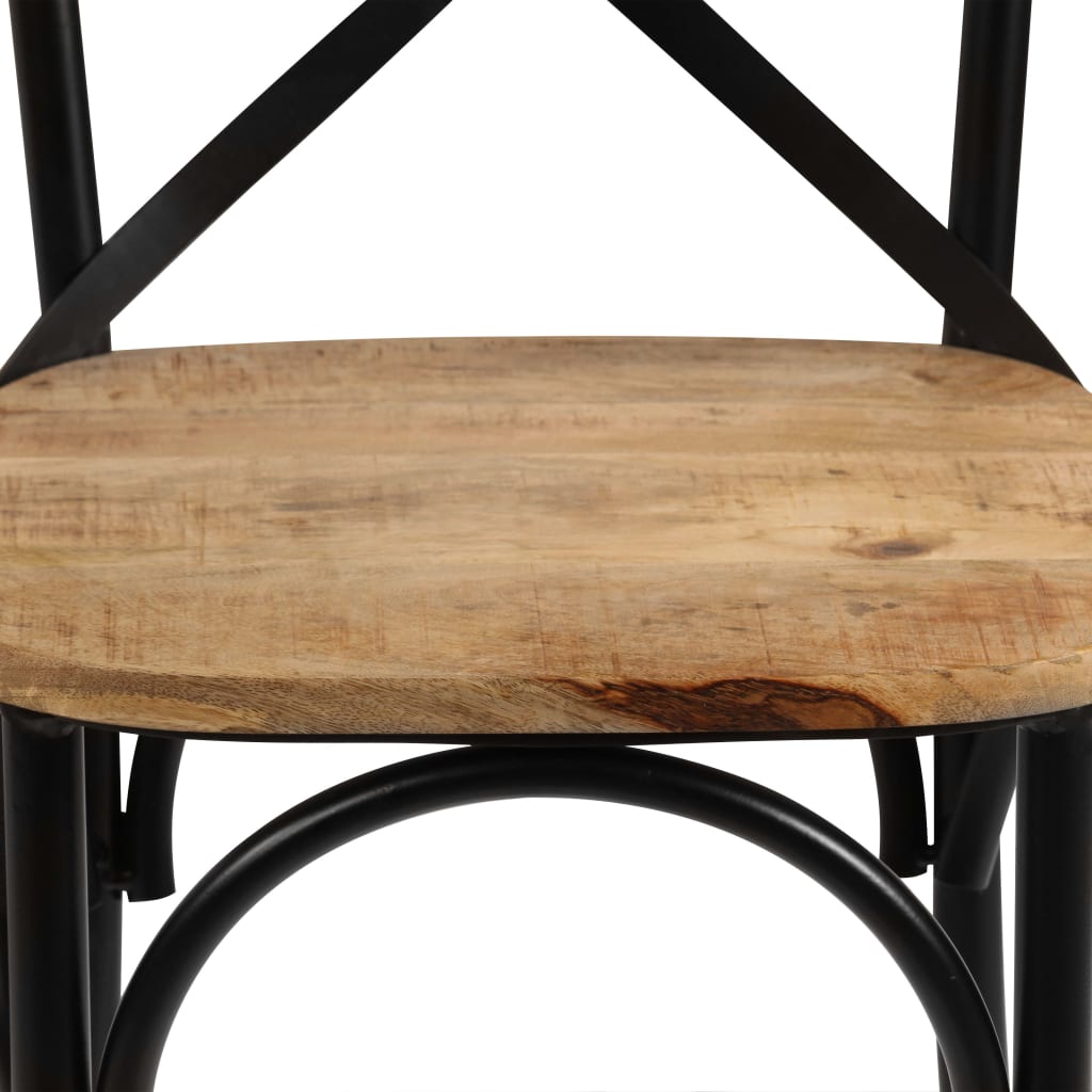 vidaXL Cross Chairs 6 pcs Black Solid Mango Wood-6