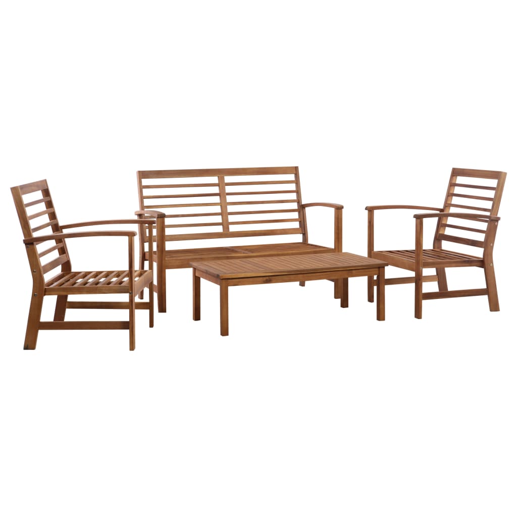 vidaXL Patio Furniture Set 4 Piece Bench Chair with Table Solid Acacia Wood-9