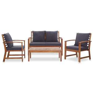 vidaXL Patio Furniture Set 4 Piece Bench Chair with Table Solid Acacia Wood-2