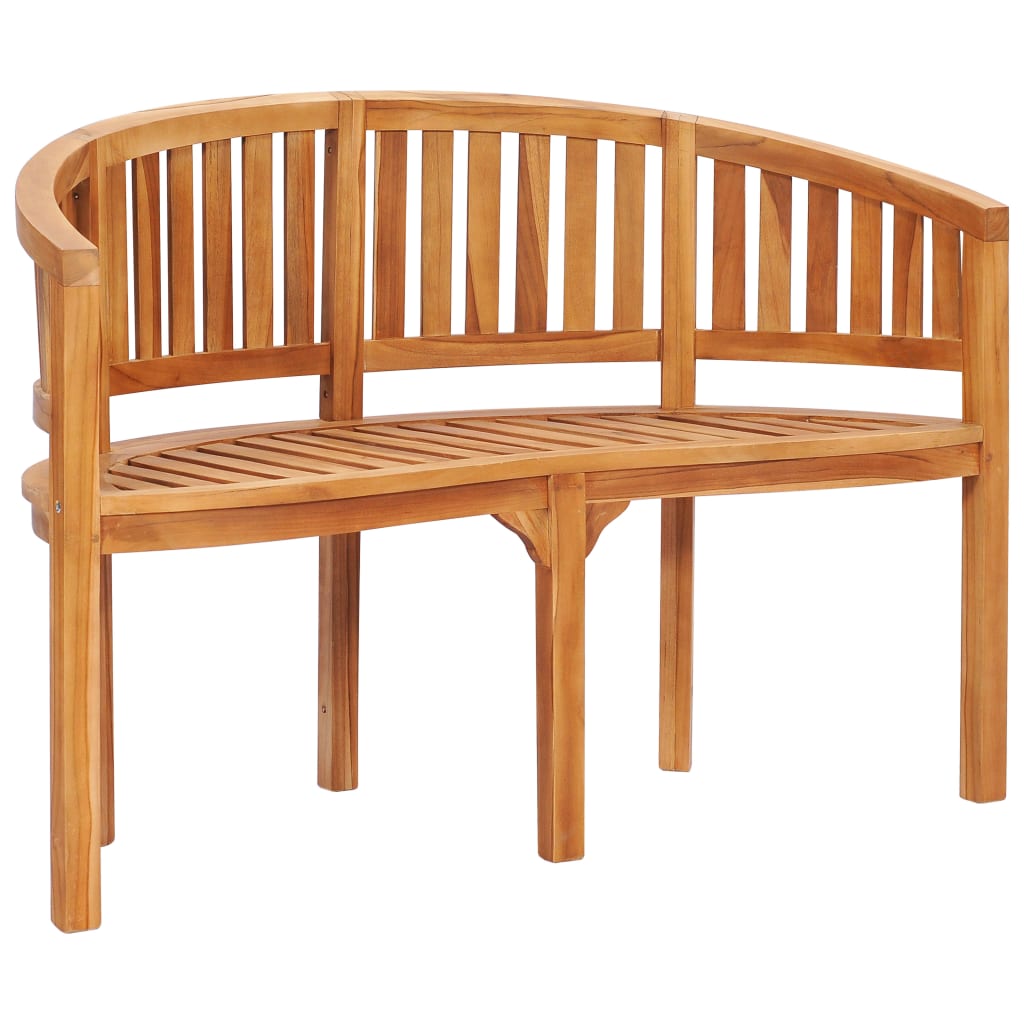 vidaXL Banana Bench Outdoor Patio Banana Bench with Armrest Solid Wood Teak-1