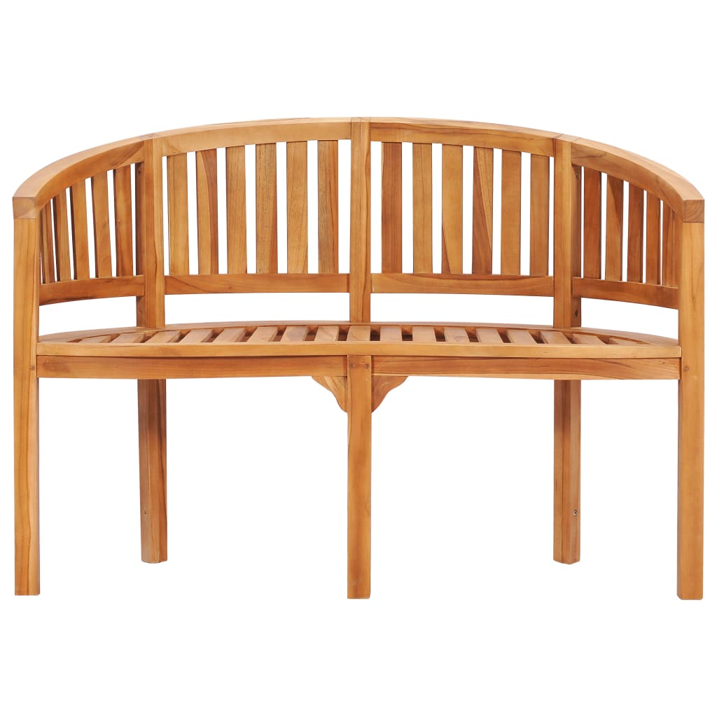 vidaXL Banana Bench Outdoor Patio Banana Bench with Armrest Solid Wood Teak-10