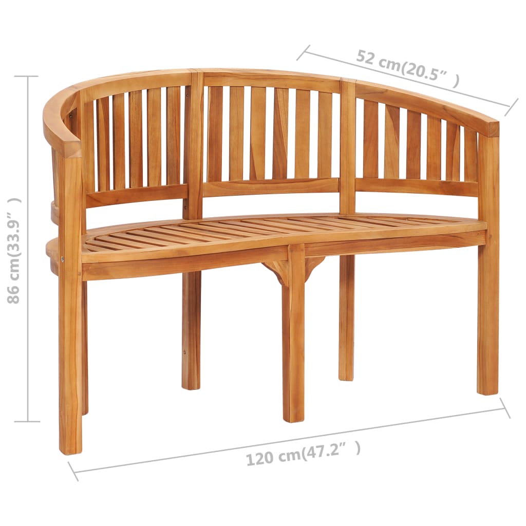 vidaXL Banana Bench Outdoor Patio Banana Bench with Armrest Solid Wood Teak-7