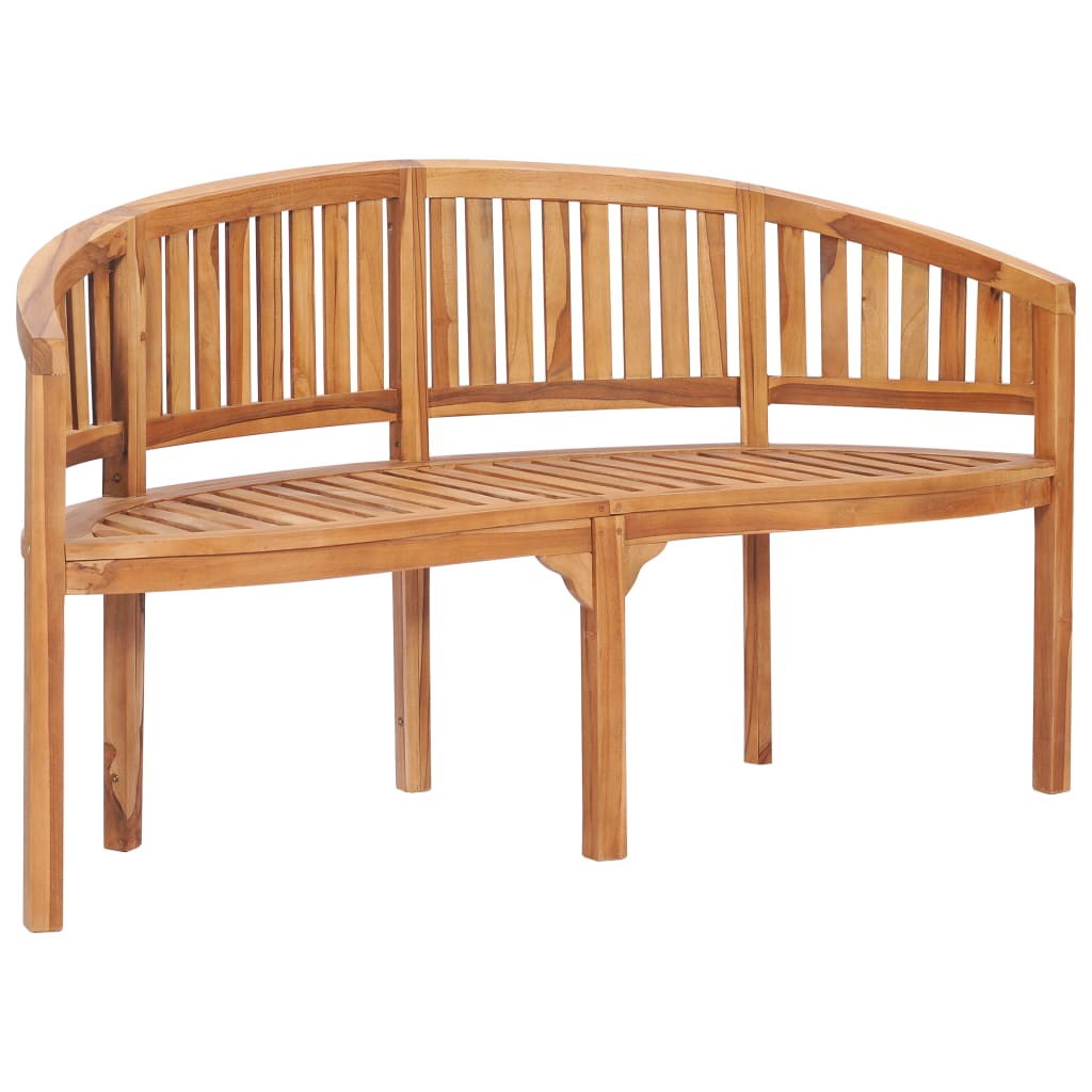 vidaXL Banana Bench Outdoor Patio Banana Bench with Armrest Solid Wood Teak-22