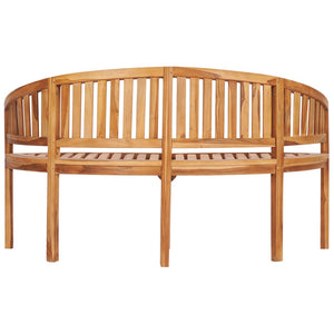 vidaXL Banana Bench Outdoor Patio Banana Bench with Armrest Solid Wood Teak-9