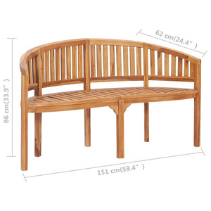 vidaXL Banana Bench Outdoor Patio Banana Bench with Armrest Solid Wood Teak-0