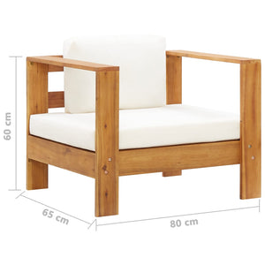 vidaXL Patio Chair with Cushion Cream Solid Acacia Wood-5