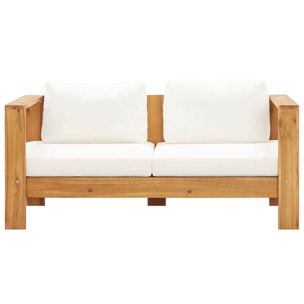 vidaXL Patio Sofa with Cushion 55.1" Solid Acacia Wood Cream White-0