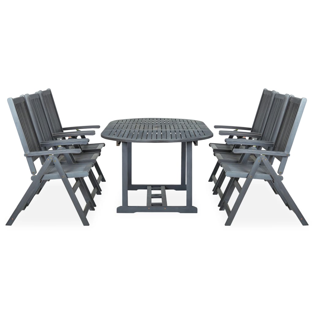 vidaXL 7 Piece Patio Dining Set Solid Acacia Wood Gray-0